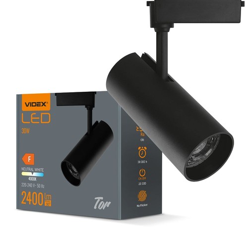 Tor skinnespot 30W - LED, sort, 230V, 2400lm