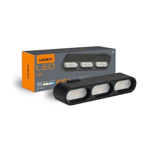LED-lys - Magnetisk slank skinnesystem, sort, lysstyrke 420 lm, forbrug 5.5W