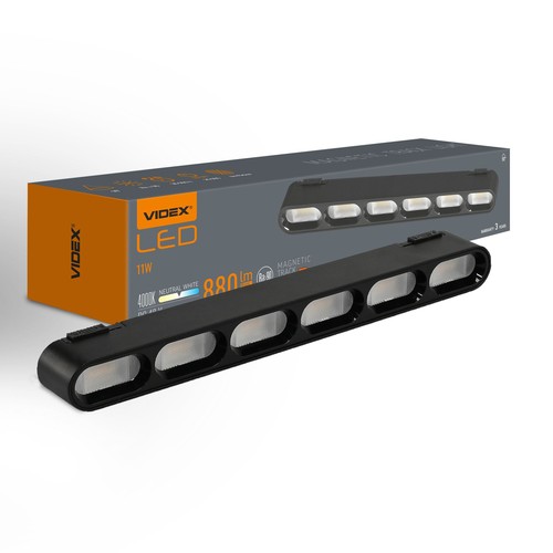 Led-lys - magnetisk slankt skinne-system, sort, lysstyrke 880lm, forbrug 11W