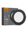 Led indbygningsspot 6W - Rund, sort, neutral hvid, 230V, 620lm, forbrug 6W