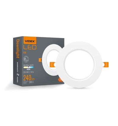 4W Ø10cm LED indbygningspanel - 4000K, integreret driver, hvid kant