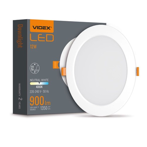 Led downlight 12W - rund, neutral hvid, 230V, 1350lm