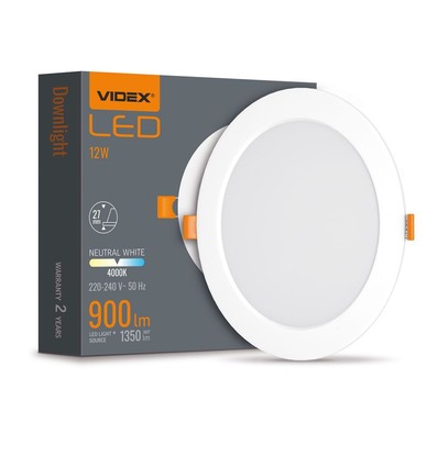 Led downlight 12W - rund, neutral hvid, 230V, 1350lm