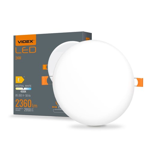 Led indbygningsspot 24W - rund, neutral hvid, 230V, lysstyrke 2950, forbrug 24