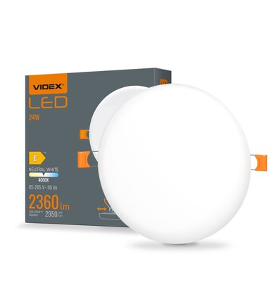 Led indbygningsspot 24W - rund, neutral hvid, 230V, lysstyrke 2950, forbrug 24