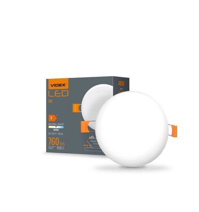 Led indbygningsspot 9W - rund, neutral hvid, 230V, 950lm