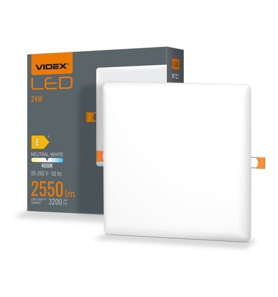 Led indbygningsspot 24W - uden ramme, firkantet, neutral hvid, 230V, 3200lm