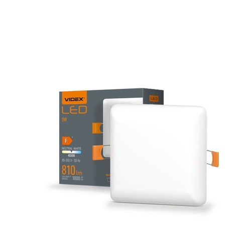 LED indbygningsspot 9W - uden ramme, firkantet, neutral hvid