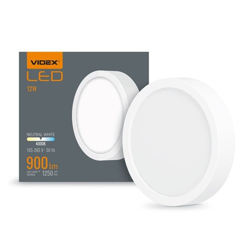LED loftlampe 12W - Rund, neutral hvid, spænding: 230V, lysstyrke: 1250, forbrug: 12