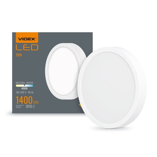Led loftlampe 18W - Rundt, neutral hvid, spænding: 230V, lysstyrke: 1850, forbrug: 18