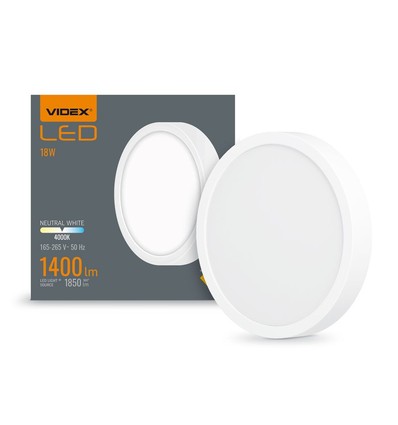 Led loftlampe 18W - Rundt, neutral hvid, spænding: 230V, lysstyrke: 1850, forbrug: 18