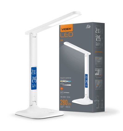 7W LED skrivebordslampe dæmpbar - Justerbar CCT, 5 lysstyrker, hvid, flicker free, inkl. adapter