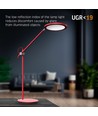 20W LED skrivebordslampe, RA98 dæmpbar - Rød, 4100K, touch sensor, flicker free