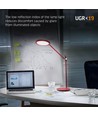 20W LED skrivebordslampe, RA98 dæmpbar - Rød, 4100K, touch sensor, flicker free