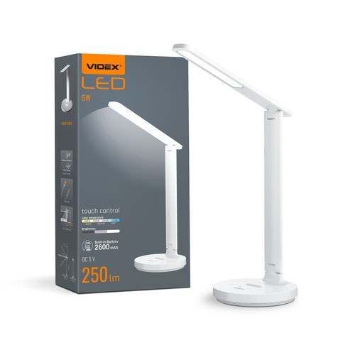 LED genopladelig bordlampe - hvid, forbrug: 5