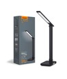 18W LED skrivebordslampe med trådløs opladning - 700lm, 5-trins dæmpbar, CCT justerbar, sort, flicker free
