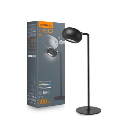Led genopladelig bordlampe - sort, forbrug: 3