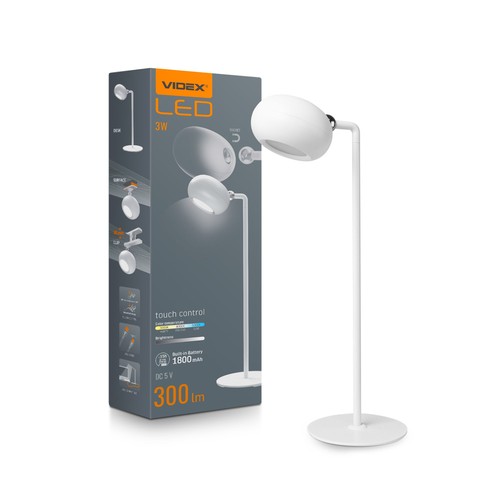 Led genopladelig bordlampe - hvid, forbrug: 3
