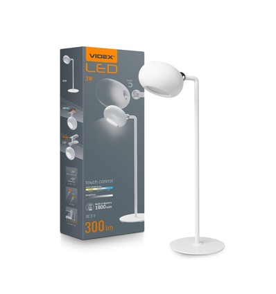 3W genopladelig LED skrivebordslampe - 300lm, 3-trin dæmpbar, CCT, USB-C, inkl. magnetisk fod