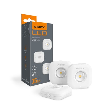 LED natlampe - genopladelig, bevægelsessensor, lysstyrke 35, forbrug 2x0.5