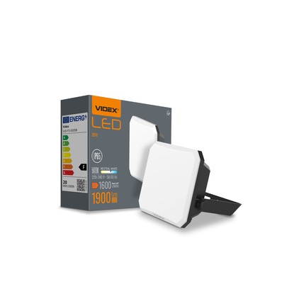 20W LED projektør - 1900lm, IP65, sort, udendørs, 5000K