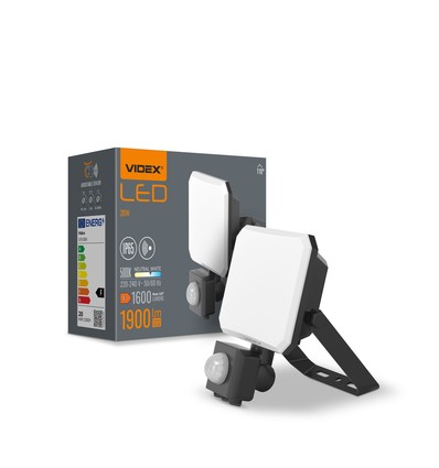 Flood strålelys 20W - LED, med bevægelsessensor, PIR, 5000K, 230V, 1600lm, forbrug: 20W