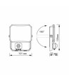 20W LED projektør med sensor - IP65, 5000K, sort, udendørs, bevægelsessensor