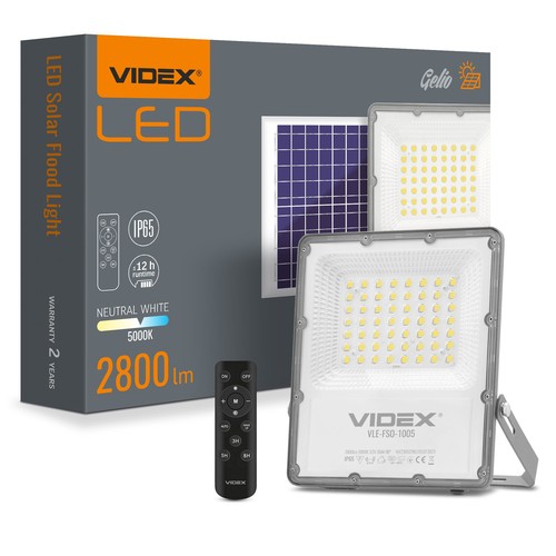 Gelio projektør 100W - LED, solcelle, flood, neutral hvid, lysstyrke: 2800