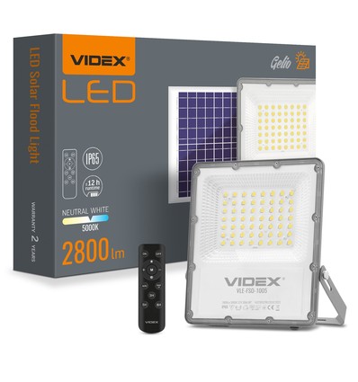 Gelio projektør 100W - LED, solcelle, flood, neutral hvid, lysstyrke: 2800