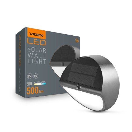 LEDlife 500lm solcelle væglampe med sensor - IP54, 5000K, sort, 220x220mm, bevægelsessensor