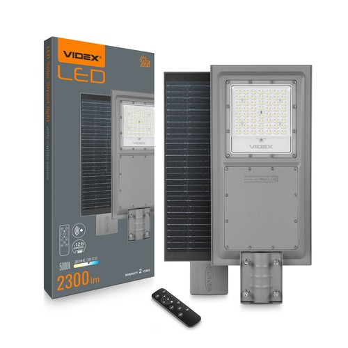 LED solcelle gadelampe - 2300 lumens, bevægelsessensor, IP65