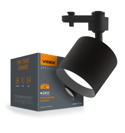 1-faset GX53 skinnespot - Sort, uden lyskilde, 1F2W