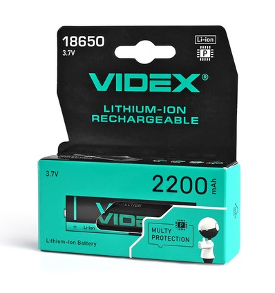 18650-P lithium-ion batteri - 2200mAh, med termisk beskyttelse