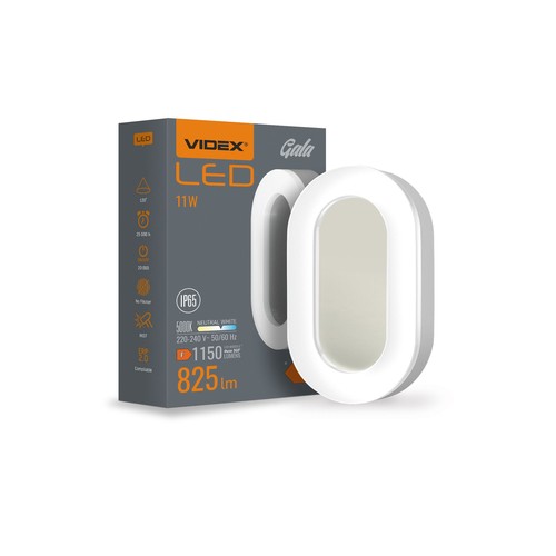 Oval LED væglampe - 11W, IP65, IK07, 5000K, hvid