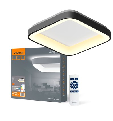 72W dæmpbar LED loftslampe - 45x45cm, 2700-6000K, sort kant, inkl. fjernbetjening, IP20 indendørs