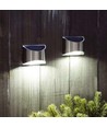 2 stk. Solcelle væglampe LED - Sølv, Flot væg-effekt, udendørs