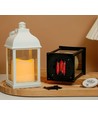 LED lanterne - Hvid, firkantet, batteri, IP54 indendørs/udendørs