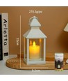 LED lanterne med flammeeffekt - Hvid, firkantet, batteri, IP54 indendørs/udendørs