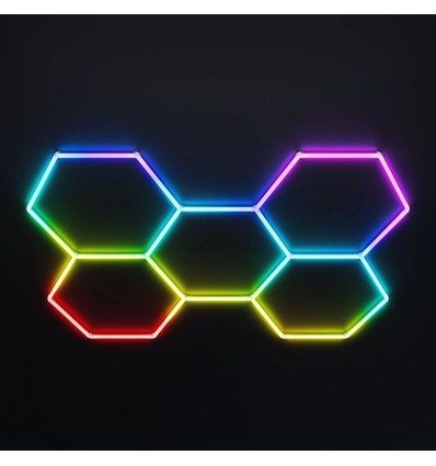 5 stk. Hexagon RGBIC komplet sæt 80W - Inkl. bluetooth controller og strømforsyning