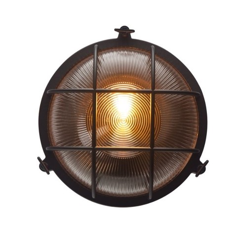 Restsalg: LED-POL sort rund væglampe - IP54 udendørs, E27 fatning, uden lyskilde