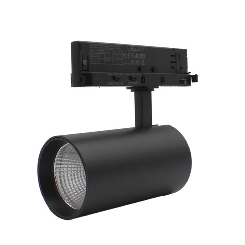 28W 3-faset RA90 CCT justerbar skinnespot - 110lm/W, Sort, Justerbar CCT + lysstyrke, Flicker free