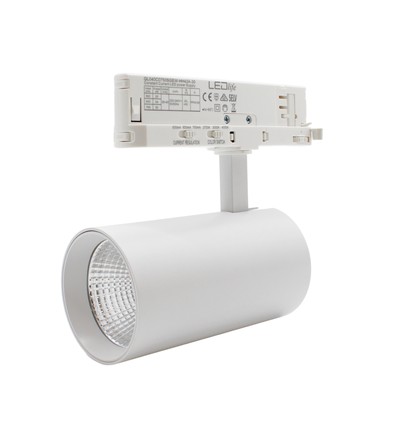 28W 3-faset RA90 CCT justerbar skinnespot - 110lm/w, Hvid, Justerbar CCT + lysstyrke, 3200lm, Flicker free