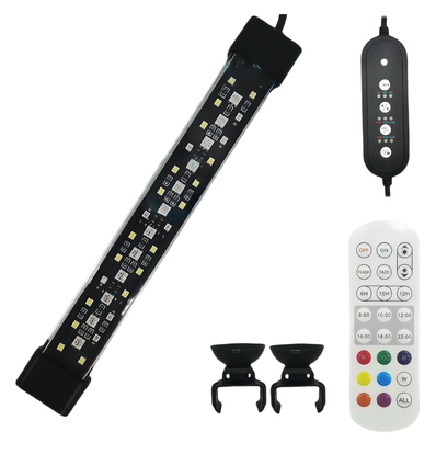 30 cm akvarie armatur - 10W LED, RGB+NW, IP68