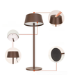 Opladelig LED bordlampe - Brun, touch dæmpbar, IP54