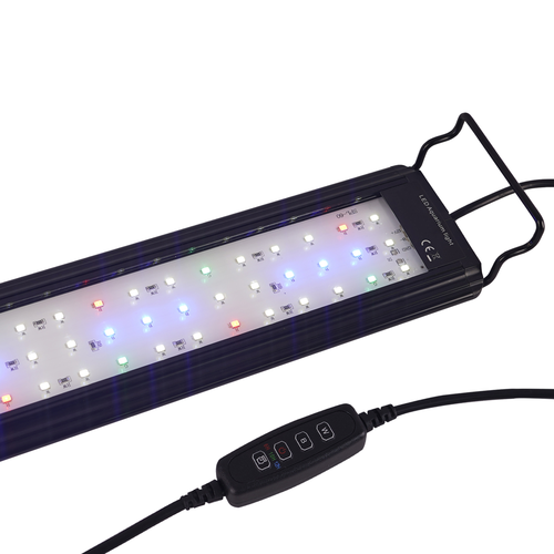 60-75 cm akvarie armatur - 16W LED, hvid/blå/rød/grøn, justerbar længde, IP66