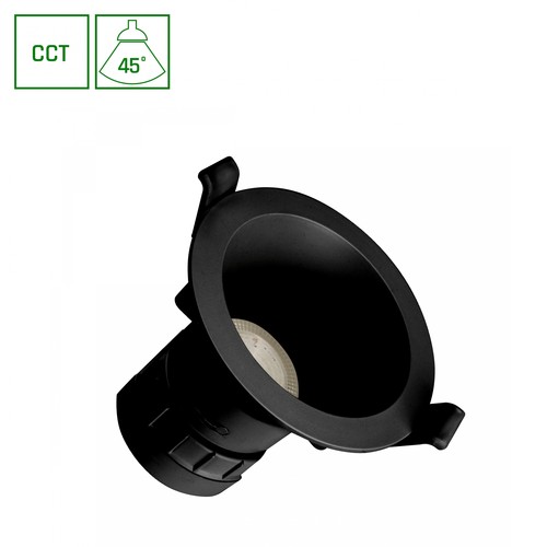 Fiale Core Downlight 7W - Complete, CCT, 230V, 45°, IP20, UGR19, Ø90x85mm, sort, rund