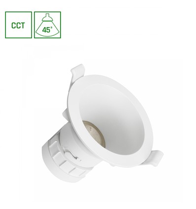Fiale Core downlight 7W - complete, CCT, 230V, 45°, IP20, UGR19, Ø90x85mm, hvid, rund