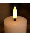 LED Bloklys, 2 stk, flammeeffekt, hvid - 7,5cm høj, Ø5cm, virker med fjernbetj, ægte stearin
