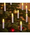 10-pak LED julelys inkl. fjernbetjening - Batteri, timerfunktion, trådløs, holder til juletræ