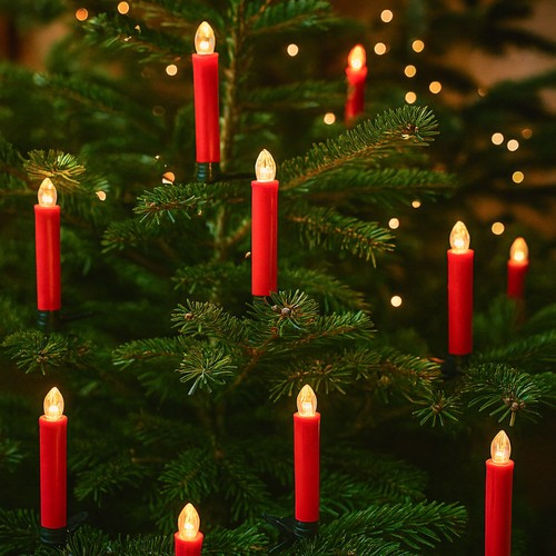 10-pak LED julelys inkl. fjernbetjening - Batteri, timerfunktion, trådløs, holder til juletræ